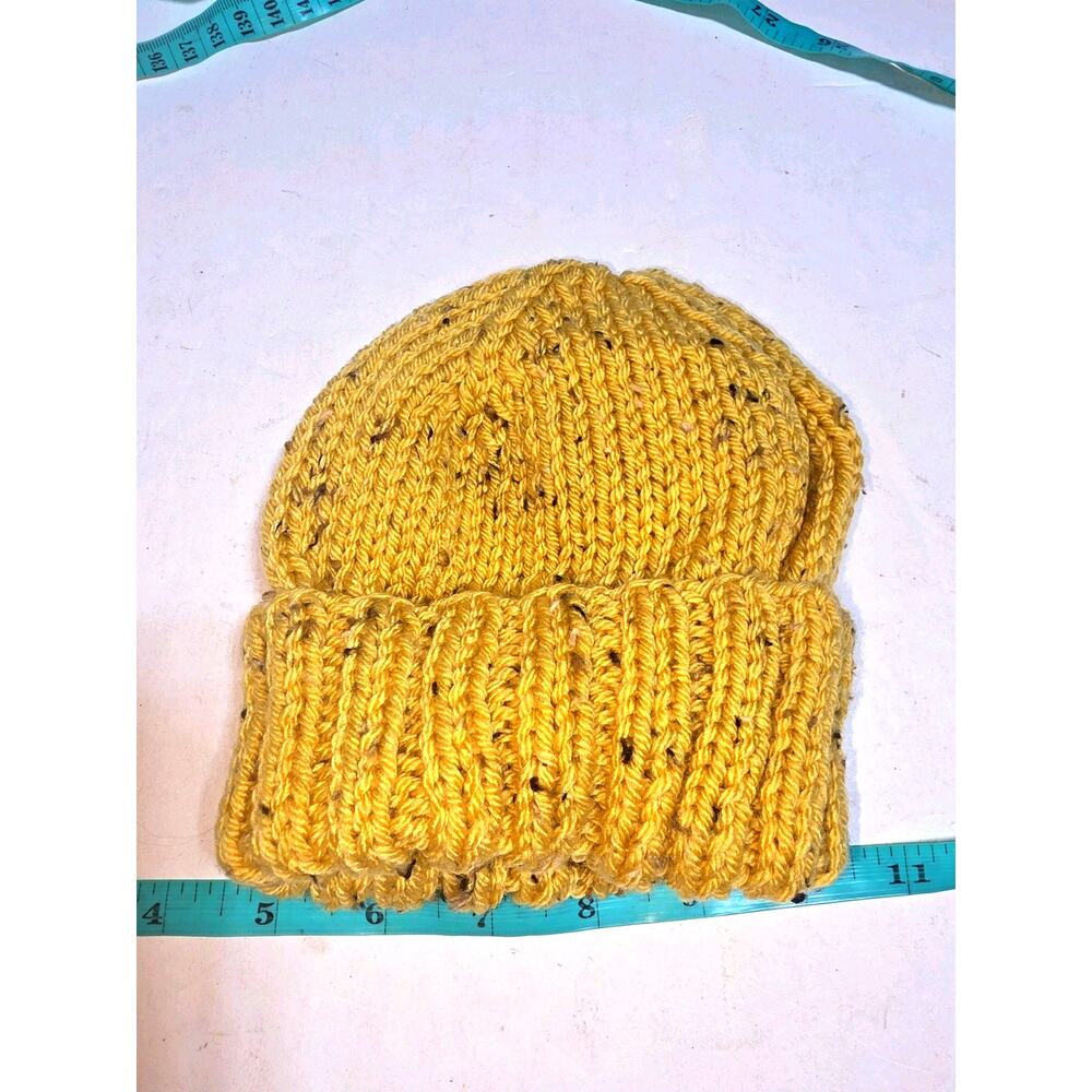Handmade Crochet Toddler 1-2T Beanie Hats Golden Rod/ Mustard Speckled Yarn